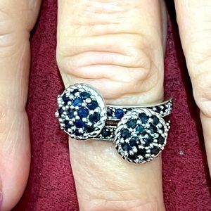 Beautiful Judith Ripka sterling silver rings with blue stones